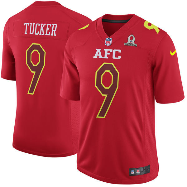Men AFC Baltimore Ravens #9 Justin Tucker Nike Red 2017 Pro Bowl Game Jersey